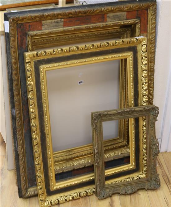 Four 18th - 20th century gilt and polychrome picture frames